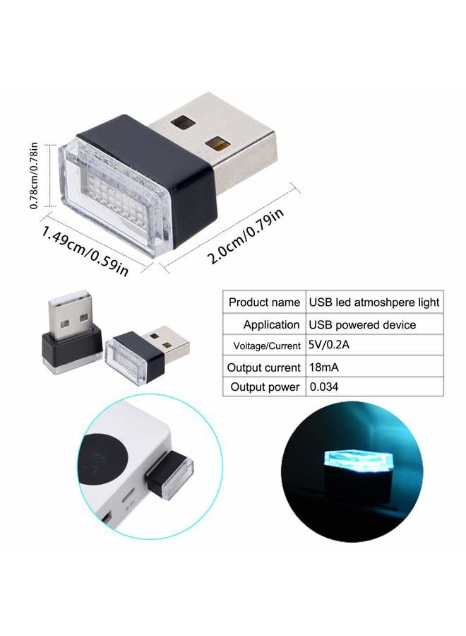Febrytold 4Pcs Ice Blue USB Car Interior Atmosphere Lamps, Universal Mini Led USB Lights for Car Decoration, Lighting - Image 3