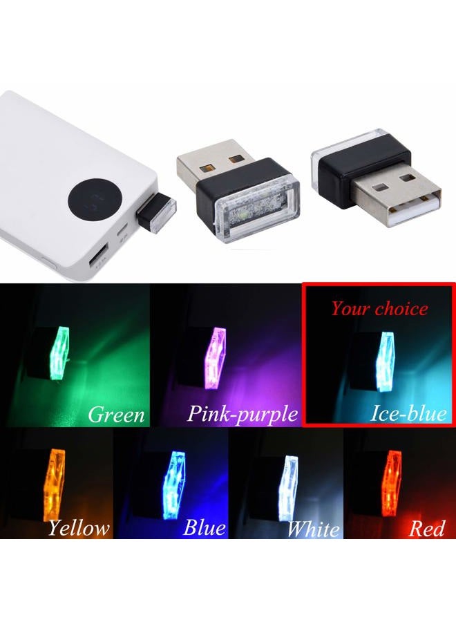 Febrytold 4Pcs Ice Blue USB Car Interior Atmosphere Lamps, Universal Mini Led USB Lights for Car Decoration, Lighting - Image 5