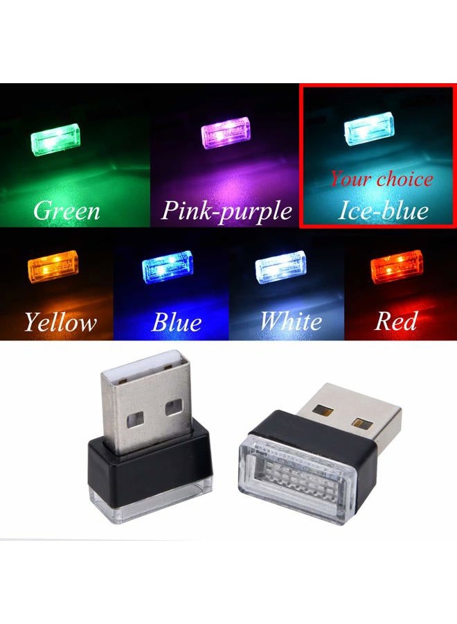Febrytold 4Pcs Ice Blue USB Car Interior Atmosphere Lamps, Universal Mini Led USB Lights for Car Decoration, Lighting - Image 2