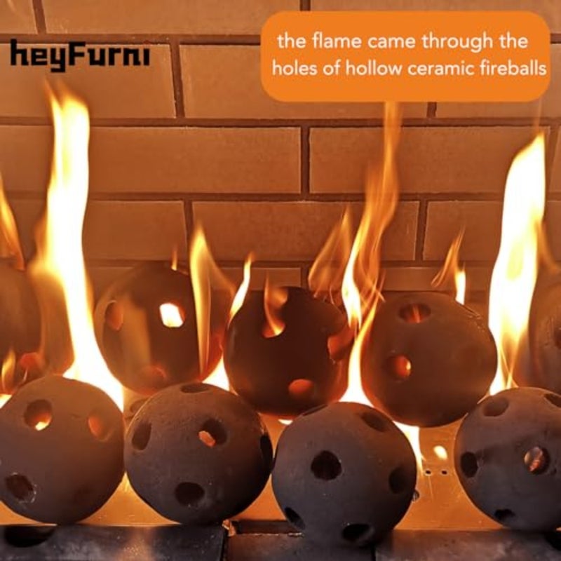 Ceramic Fire Balls, Set of 10 Round 3in Black Fire Pit Balls for Indoor/Outdoor Gas, Electric, Propane Fireplace, Fire Bowl, Fire Pit Accessories - Image 5