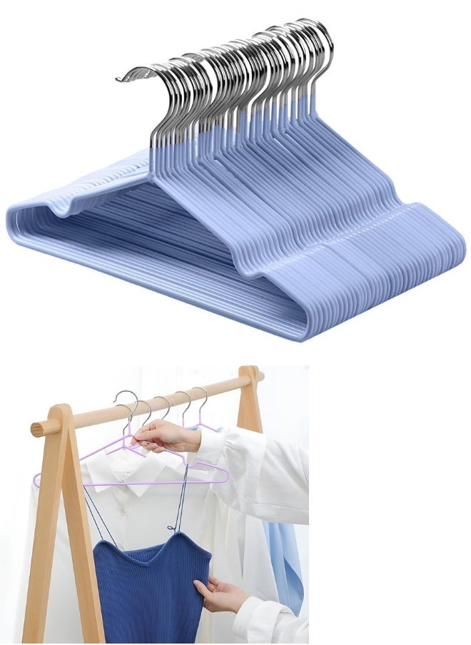 FALMER 20 Pieces Stainless Steel Silicone Coated Clothes Hangers, Durable Non-Slip Rust-Resistant Clothes Hangers for Shirts, Dresses, Blouses, Coats, Jackets (Blue)  - Image 1