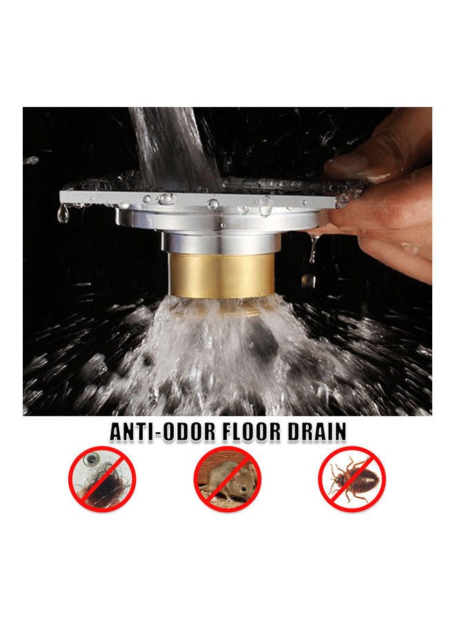 NIBEMINENT - Floor Drain Anti-Odor Shower Silver/Golden 11 x 5 11cm - Image 1