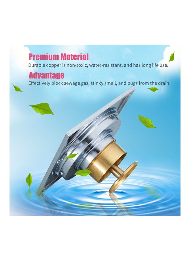 NIBEMINENT - Floor Drain Anti-Odor Shower Silver/Golden 11 x 5 11cm - Image 1