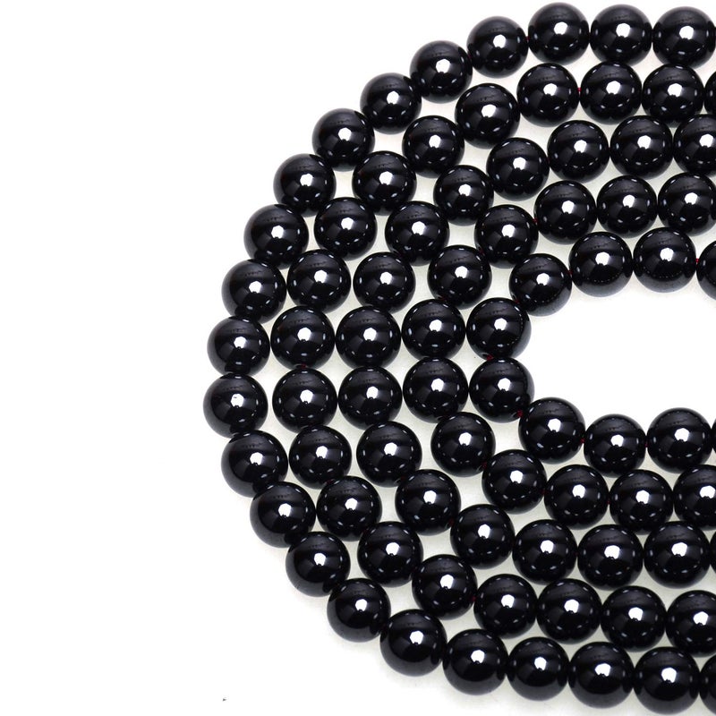 LPBeads 100PCS 8mm Black Onyx Beads Gemstone Round Loose Beads for Jewelry Making with Crystal Stretch Cord