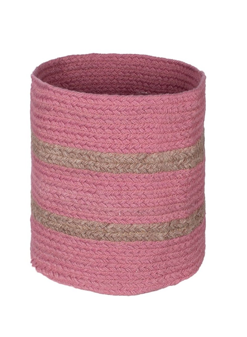 N & H Eco-friendly Handwoven Multipurpose Designer Baskets for Storage Organizer & Indoor Planters (Pink & Beige) - Image 2