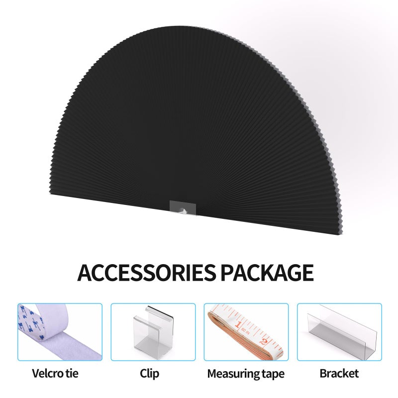 Myshade Arch Window Shades Half Circle Blackout Cellular Shades Cordless No Drill Blinds for Windows Half Moon Honeycomb Fabric No Tools Room Darkening Shades Easy Install (1PCS Black 72" W X 36" H) - Image 3