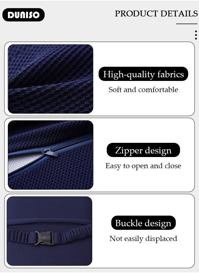 DUNISO - Seat Cushion and Lumbar Support Pillow with Adjustable Straps, Comfort Memory Foam Orthopedic Back Pillow for Office Home Car with Washable Cover, Ergonomic Desk Chair Pads for Tailbone, Lower Back Pain, Sciatica Relief - Image 1