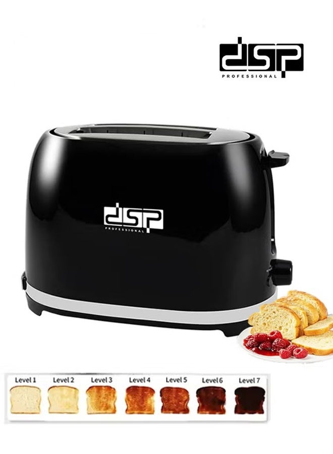 DSP 2-Slice Toaster,Automatic Bread Toaster,  7 Adjustable Temperature Control & Removable Crumb Tray,with Stainless Steel Body,  850 W Silver/Black - Image 1