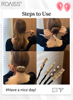 8Pcs Twist Hair Bun Makers Set, 4 Magic Convenient Wire Bow Donut Buns Shaper and 4 Flower Pearl Long Strip Twist Hair Rod with 100 Hairpins, DIY Hair Styling Accessories for Women Girls - pzsku/ZA4338D99A46E14972619Z/45/_/1705547273/4d66d451-3cab-4e46-a786-083658b2bc11