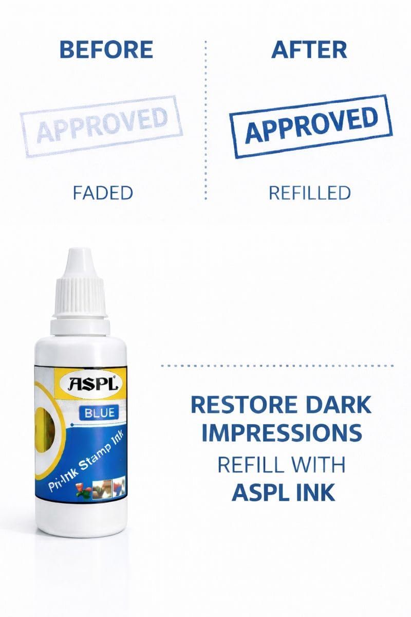 ASPL Blue Stamp Ink Refill (30ml, 1pc) – Fast-Dry Formula for Pre-Ink Stamps, Smooth Flow, AI Tested - Image 4