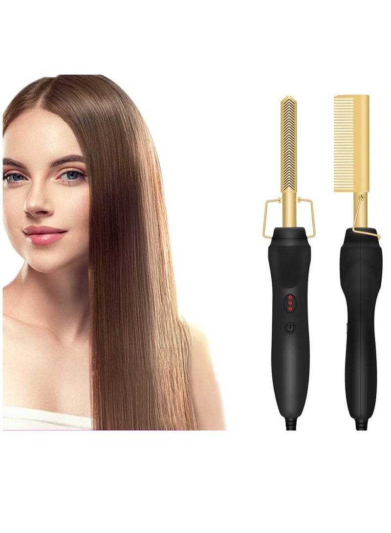 Electric Hot Flat Hair Straightening Smoothing Heating Iron Comb Brush - Image 3