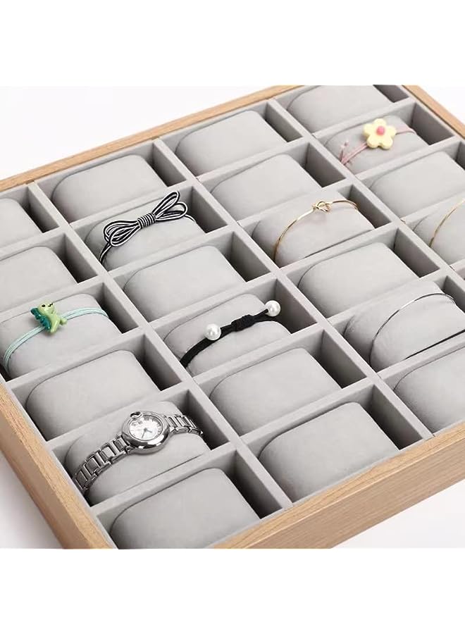 Raxoom Storage Box,Watch Tray Wooden Watch Jewelry Tray Organizer Watch Storage Tray Velvet Bracelet Watch Display Box Watch Holder,Watch Drawer Organizer for Men Women Girls (12 Slots)  - Image 3