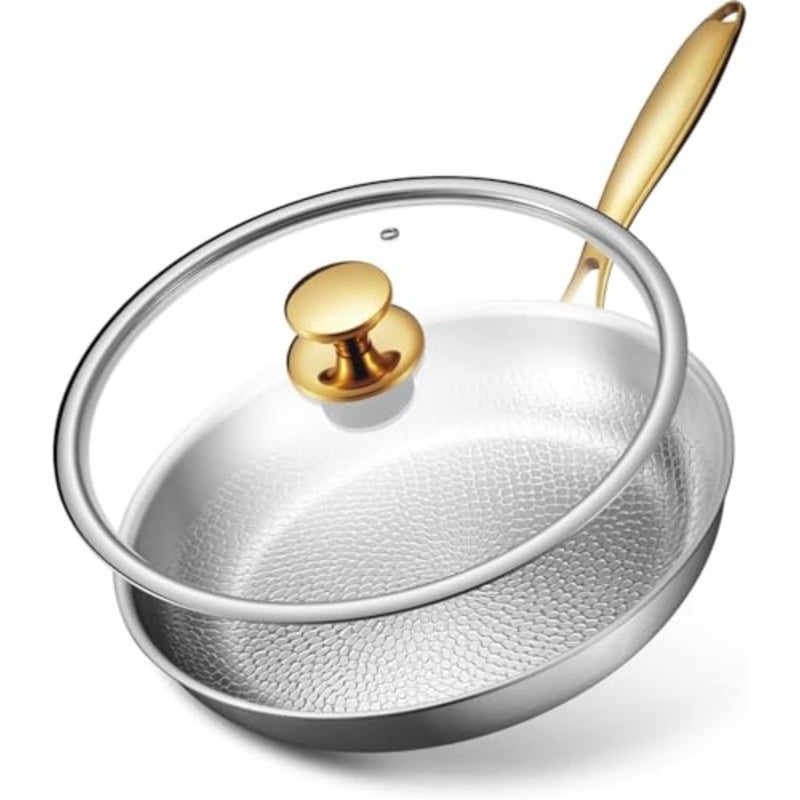 Titanium Pans for Cooking 12 Inch Pure Tagine Skillet with Lid Hammered Chef-Grade Design PFAS/PFOA/PTFE-Free Induction Oven-Safe, Dishwasher Safe - Image 1
