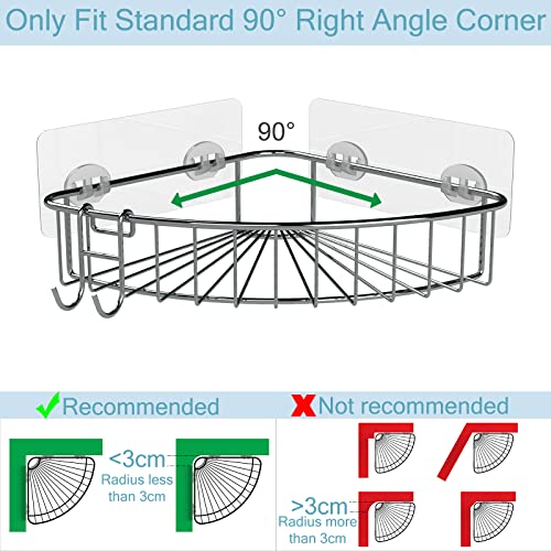 Jovware Shower Shelf for inside Shower, Shower Shelf Corner, Shower Corner Caddy, Adhesive Shower Caddy, Shower Wall Caddy, Stainless Steel Shower Caddy Suction No Drill 2 Pack Silver - Image 3