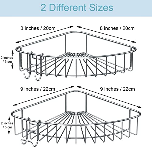 Jovware Shower Shelf for inside Shower, Shower Shelf Corner, Shower Corner Caddy, Adhesive Shower Caddy, Shower Wall Caddy, Stainless Steel Shower Caddy Suction No Drill 2 Pack Silver - Image 2