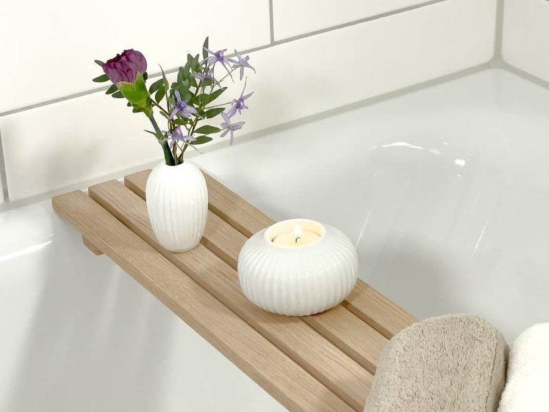 RuPS Premium Natural Solid Wood Bathtub Tray/Bath Caddy/Bath Shelf for Bathroom, Pool, Spa Home Shelf, Wooden Shower Shelf/Bath Table - Image 2