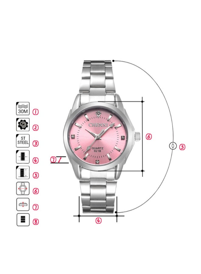 Loquat Lady's Classic Wrist Watch Silver/Pink - Image 3