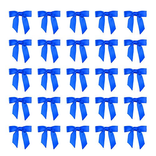 7Rainbows 50pcs Boutique 15 Blue Satin Ribbon Mini Bows for Craft Sewing Scrapbooking Wedding and Gift Wrapping - Image 2
