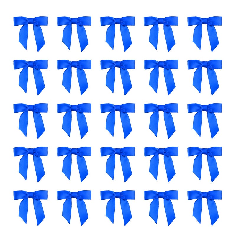 7Rainbows 50pcs Boutique 15 Blue Satin Ribbon Mini Bows for Craft Sewing Scrapbooking Wedding and Gift Wrapping - Image 3