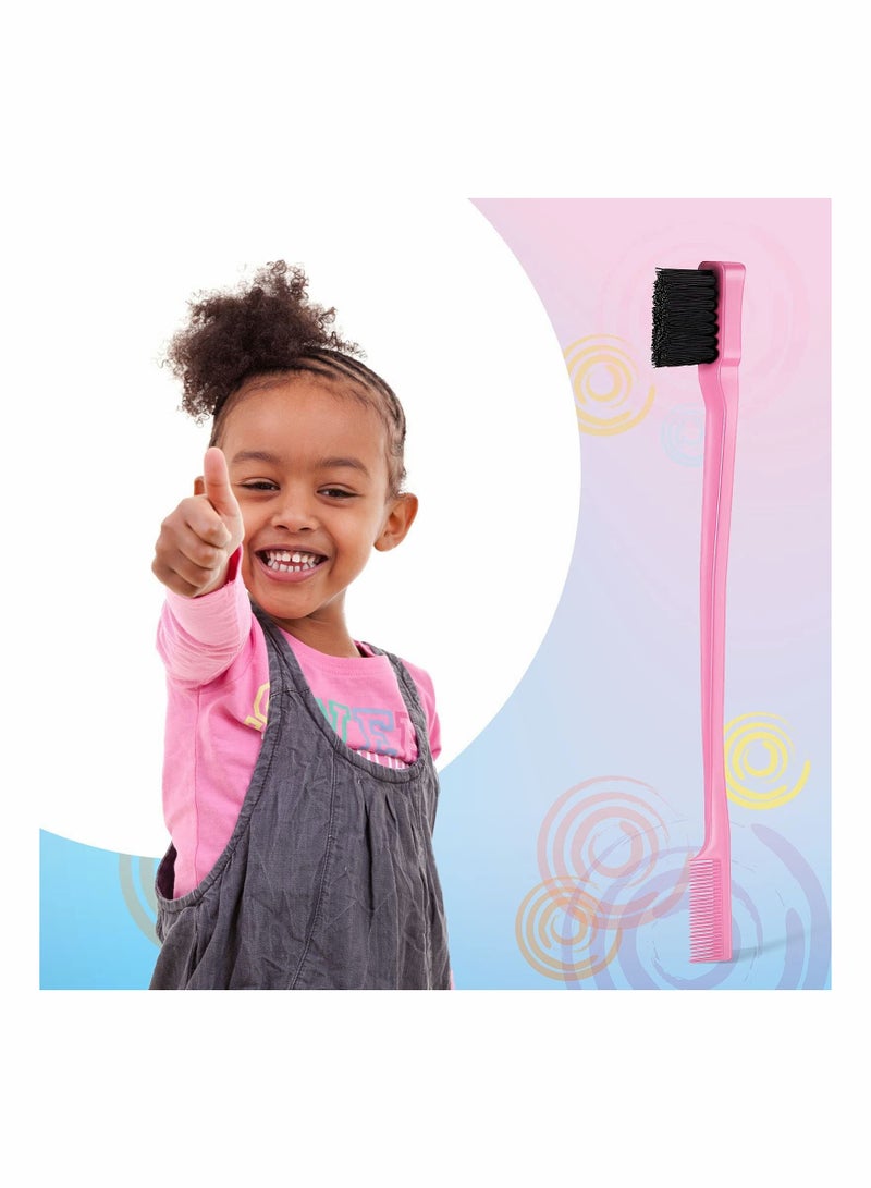Y&D 3 Pcs Slick Back Hair Brush Set Edge Control Teasing Comb Rat Tail for Women Baby Kids' Black (Pink) - Image 5