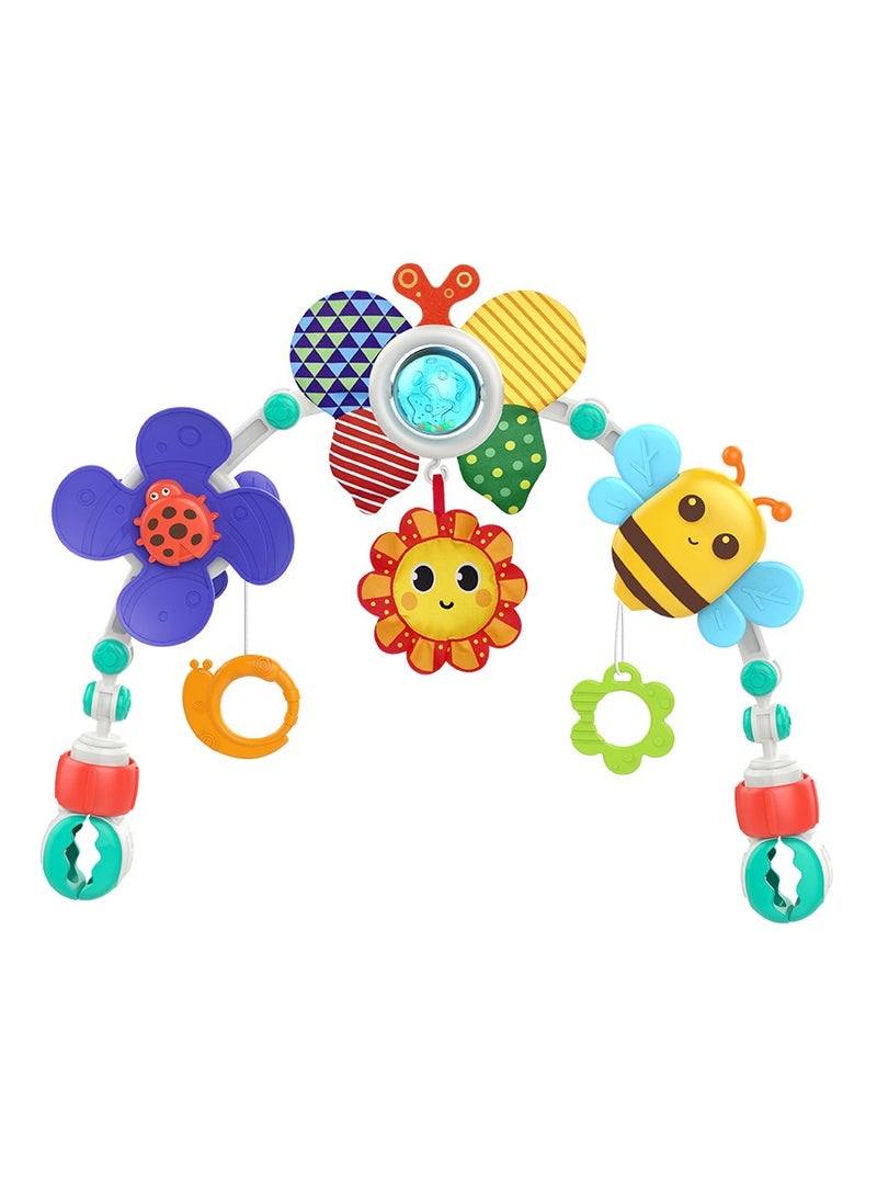 HUANGER Baby Activity Gym with Musical Piano Keys, Hanging Toys and Rainbow Arch, Interactive Play Centre for 3+ Months, 75 x 60 x 42 cm 