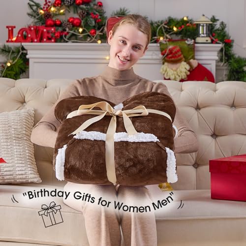 JOYWOO Brown Wearable Blanket Hoodie,Oversized Cat Lovers Sweatshirt Blanket for Adult & Teens,Birthday Gifts for Women Men Mom Girl Boys,Cozy Fuzzy Sherpa Sweatshirt Blanket Giant Pocket Gifts,Small - Image 4