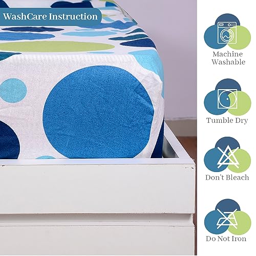 Divine Casa 144 TC 100% Cotton Elastic Fitted Bedsheet for Double Bed with 2 Pillow Covers | Soft, Durable, Blue Bedding – 59 x 78 Inches - Image 3