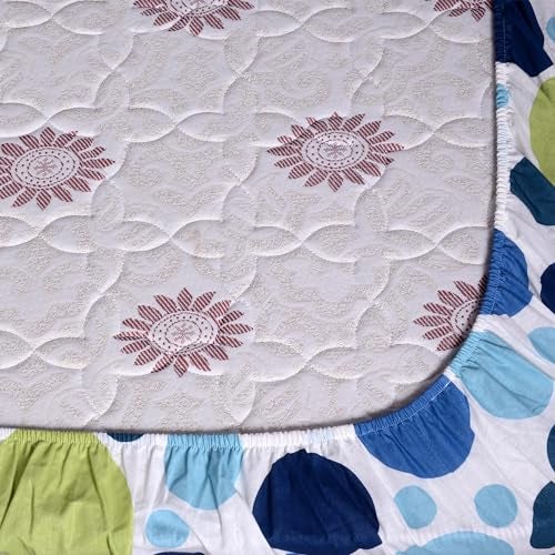 Divine Casa 144 TC 100% Cotton Elastic Fitted Bedsheet for Double Bed with 2 Pillow Covers | Soft, Durable, Blue Bedding – 59 x 78 Inches - Image 5