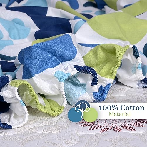 Divine Casa 144 TC 100% Cotton Elastic Fitted Bedsheet for Double Bed with 2 Pillow Covers | Soft, Durable, Blue Bedding – 59 x 78 Inches - Image 4