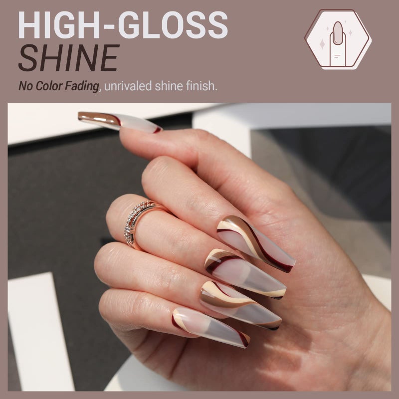 modelones Gel Nail Polish Set- 6 Colors Chocolate Brown Coffee Gel Polish Kit Brown Nude Glitter Nail Kit Soak Off Popular Nail Art Gifts for Women DIY Manicure Home - Image 5