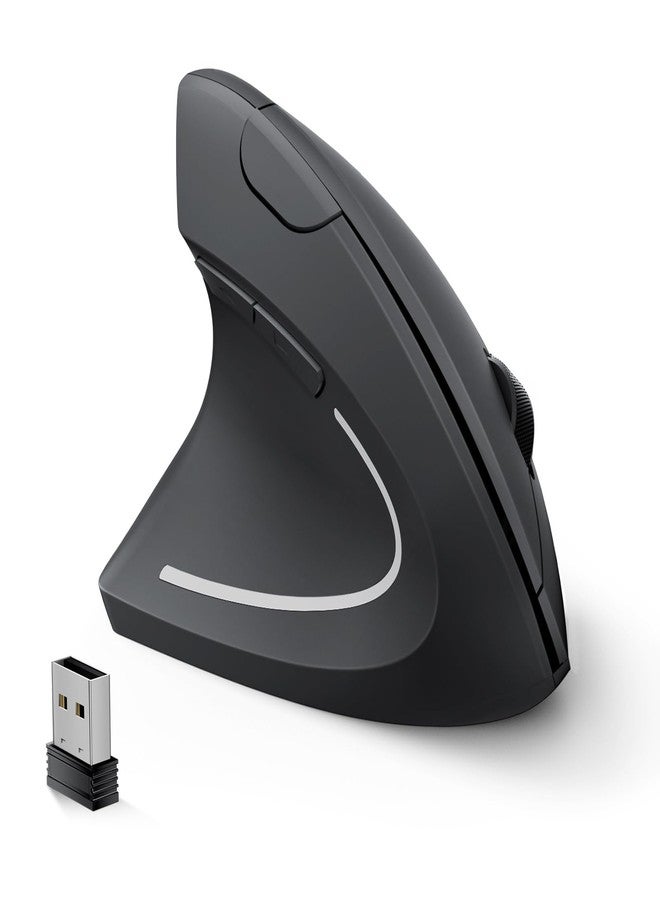 Lekvey Left Handed Ergonomic Mouse, Vertical Wireless Mouse for Left Hand, 2.4G USB Carpal Tunnel Lefty Mouse, 3 Adjustable DPI, 6 Buttons, for Laptop, PC, Computer, Mac, Windows, Desktop - Black - Image 1