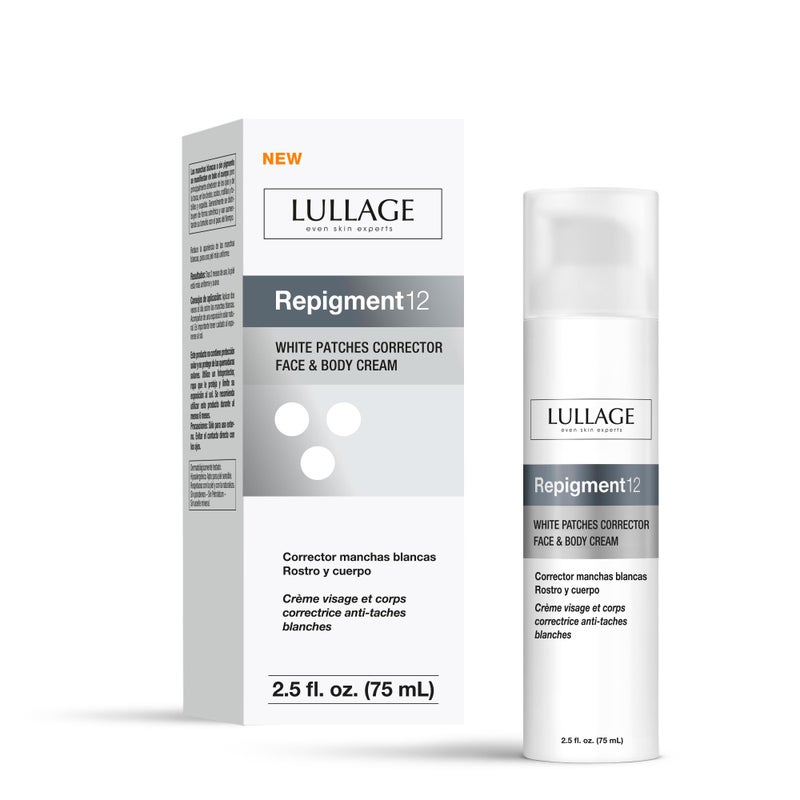 LULLAGE كريم تصحيح البقع البيضاء LULLAGE Repigment12 للبشرة الجافة والحساسة، خالي من البارابين، كريم تصحيح للبشرة والوجه للنساء والرجال، 2.5 أونصة سائلة - Image 1