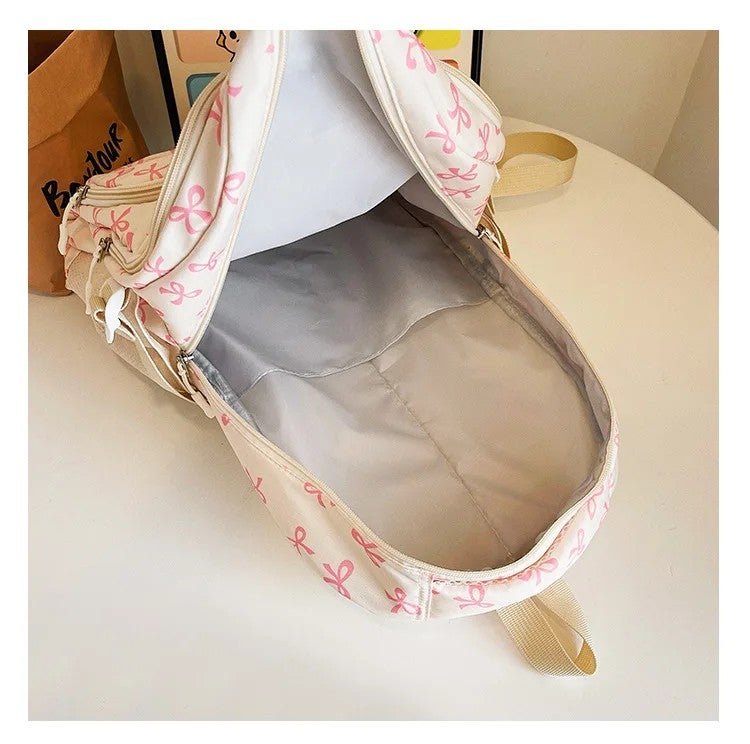 Bluejw Cute Bow Printed Large Capacity Student School Backpack Three-piece Set Casual Backpack Waterproof Polyester Travel Backpack - Image 5