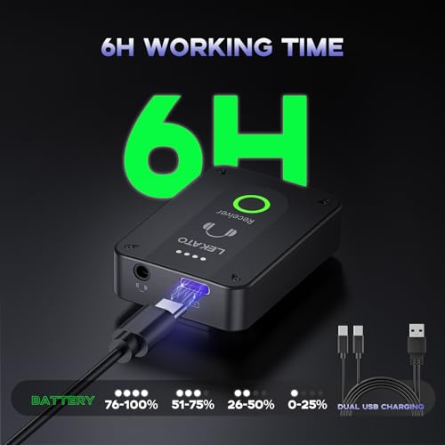 LEKATO Wireless in Ear Monitor System MS02 Upgraded 24G Stereo IEM System Receiver Low Latency AutoPairingOne to More inEar Monitoring for ChurchBandSingerStage Only Receiver - Image 3