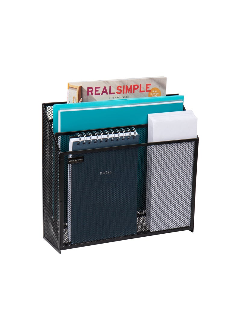 Mind Reader Mind Reader Vertical File Storage Desktop Organizer Workspace Office Metal Mesh 125 L x 375 W x 115 H Black 