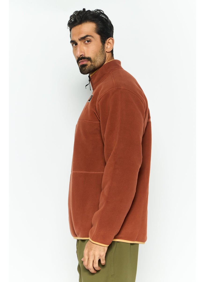 Hurley - Men Sportswear Fit Long Sleeve Half Zip Training Jackets, Rust Brown - Image 1