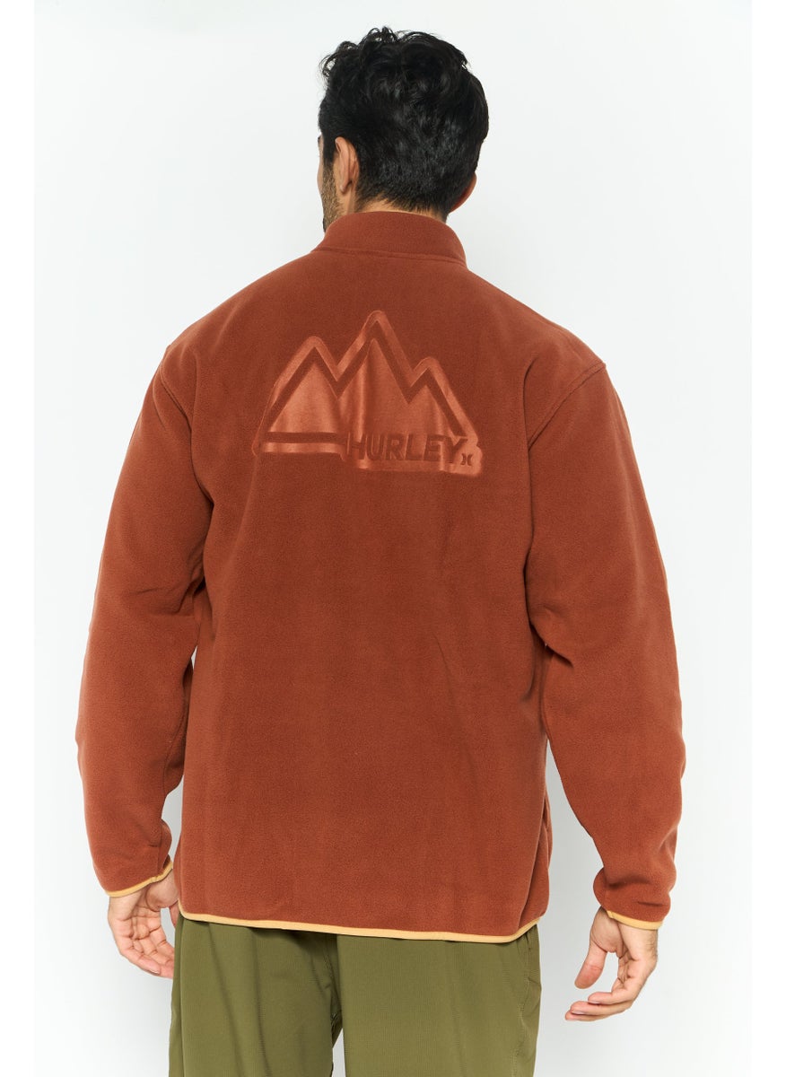 Hurley - Men Sportswear Fit Long Sleeve Half Zip Training Jackets, Rust Brown - Image 1