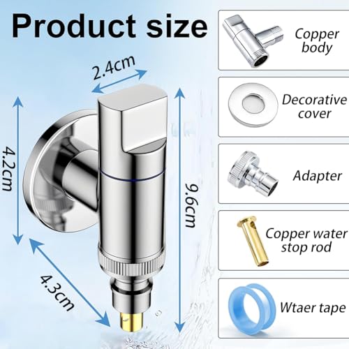Fapiwen Washing Machine Faucet with Auto Shut-Off Valve, Universal 1/2'' Angle Stop Valves for Laundry & Dishwasher, Leak-Proof Mini Wall Mount Faucet for Bathroom and Toilet Accessories - Image 4