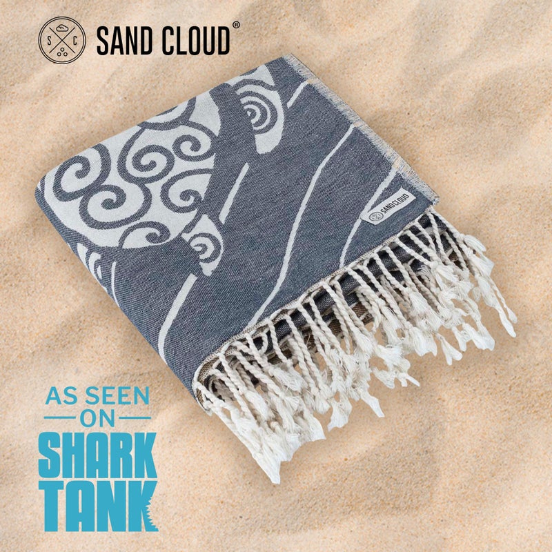 Sand Cloud منشفة شاطئ تركية من ساند كلاود - خالية من الرمال - 100% خيوط قطنية تركية عضوية - منشفة سريعة الجفاف للشاطئ، بطانية نزهة أو رمي - كما تم عرضها في برنامج شارك تانك - سباحة غروب الشمس - Image 2