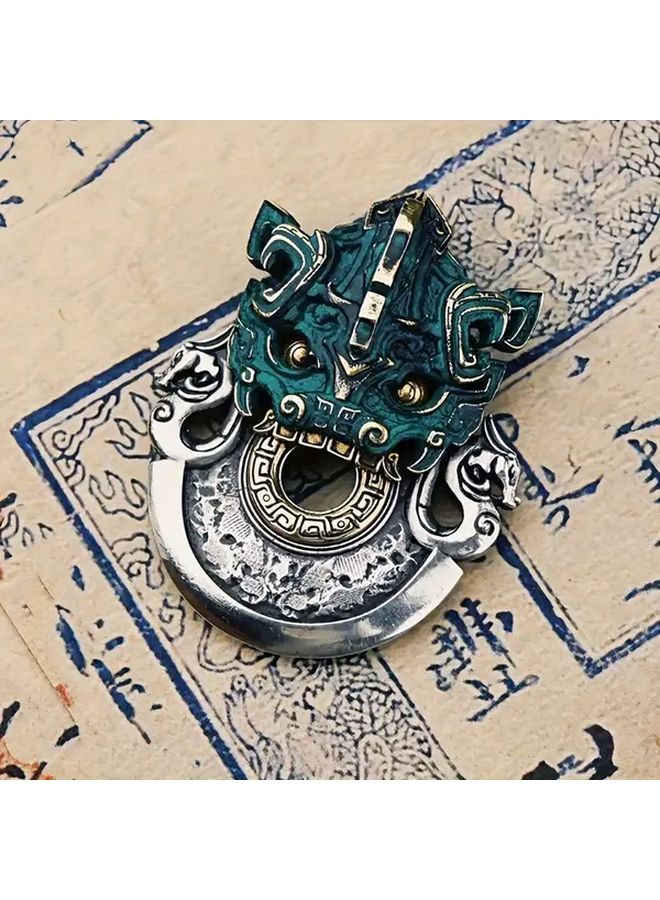 Vintage Taotie Battle Axe Pendant Lucky Peace Charm Home Office Keychain - Image 1