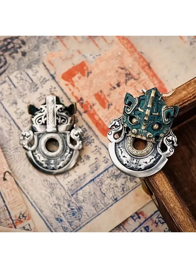 Vintage Taotie Battle Axe Pendant Lucky Peace Charm Home Office Keychain - Image 5