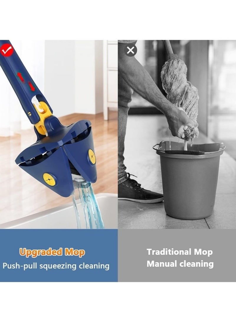 360 Degree Rotating Cleaning Mop - Triangle Mop with Long Handle Stainless Steel, Pressure Washer, Dry and Wet Mop for Floor, Window, Ceiling, Narrow Space - Triangle Microfiber Mop Cloth - Quick Dry and Reusable for Wet and Dry Cleaning of Floor, Wall, Ceiling, Windows - Adjustable Rotating Mop Cloth - 360 Degree Rotating Telescopic Mop with Automatic Water Pressure, for Cleaning Kitchen, Wall, Ceiling, Sofa, Corner - Image 4