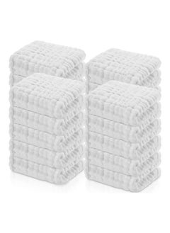Breling Pack Of 20 Baby Muslin Washcloths, 12 X 12 inches, White  - Image 1