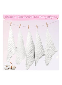 Breling Pack Of 20 Baby Muslin Washcloths, 12 X 12 inches, White  - Image 4