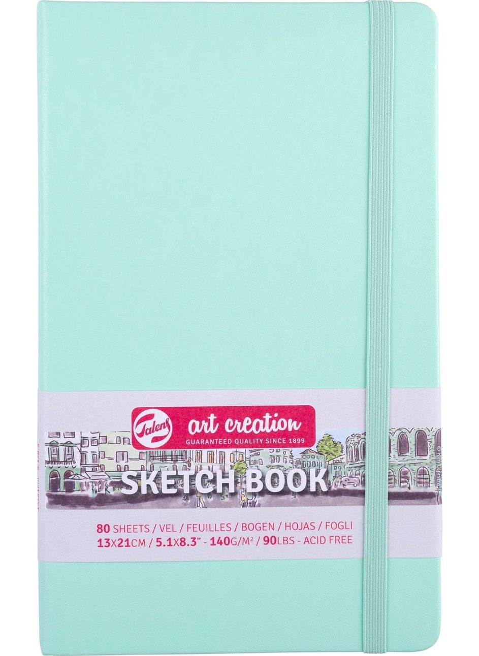 Talens Sketchbook Hard Cover Sketch Drawing Book 13 x 21 cm 140 gr 80 Yp Pastel Mint Green  - Image 1