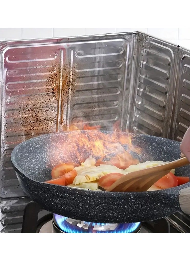 ABJ 2-Piece Aluminum Foil Gas Stove Oil Splatter Shield Silver 84 x32.50centimeter  - Image 4