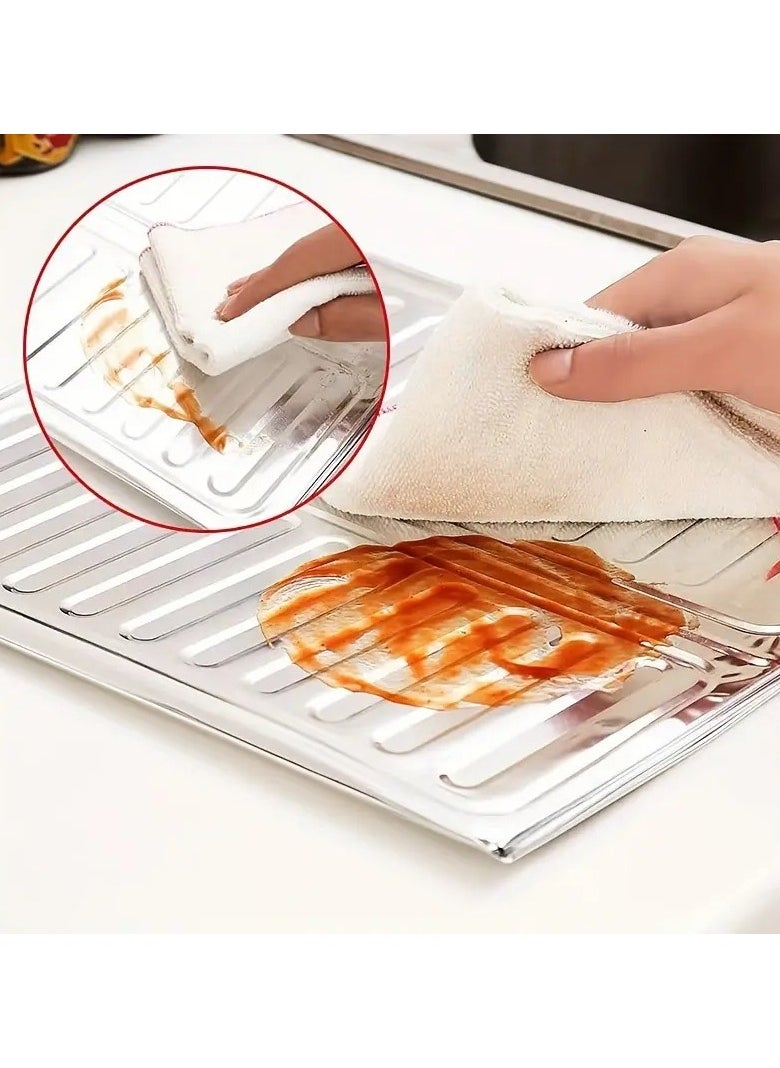 ABJ 2-Piece Aluminum Foil Gas Stove Oil Splatter Shield Silver 84 x32.50centimeter  - Image 5