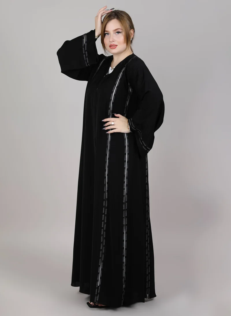 MSquare Fashion MSquare Fashion Black Korean  Embroidery Abaya