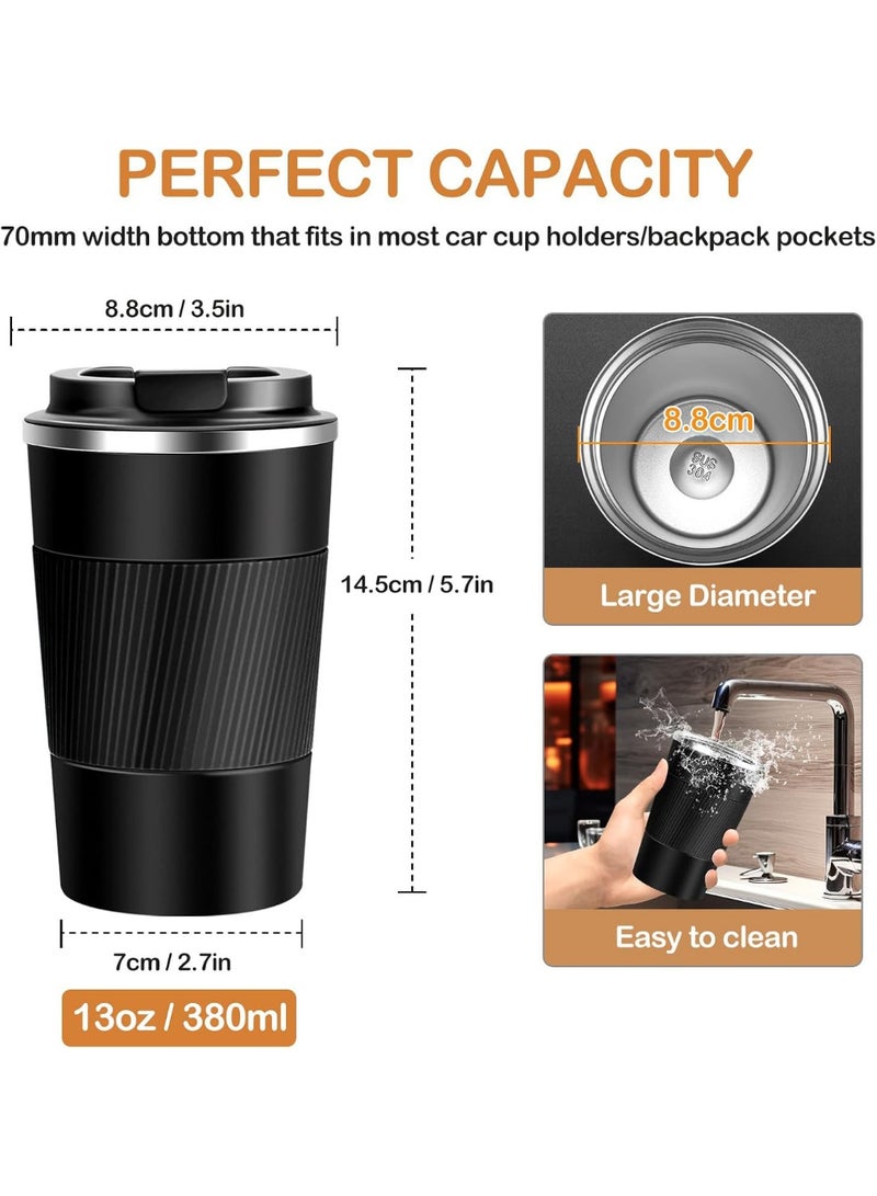 ROEIEIS Travel Mugs, Insulated Coffee Cup with Leakproof Lid - Reusable Coffee Cups Travel - Car Coffee Cup - Stainless Steel Coffee Mug for Hot and Cold Coffee Water and Tea (Green, 380 ml) - Image 2