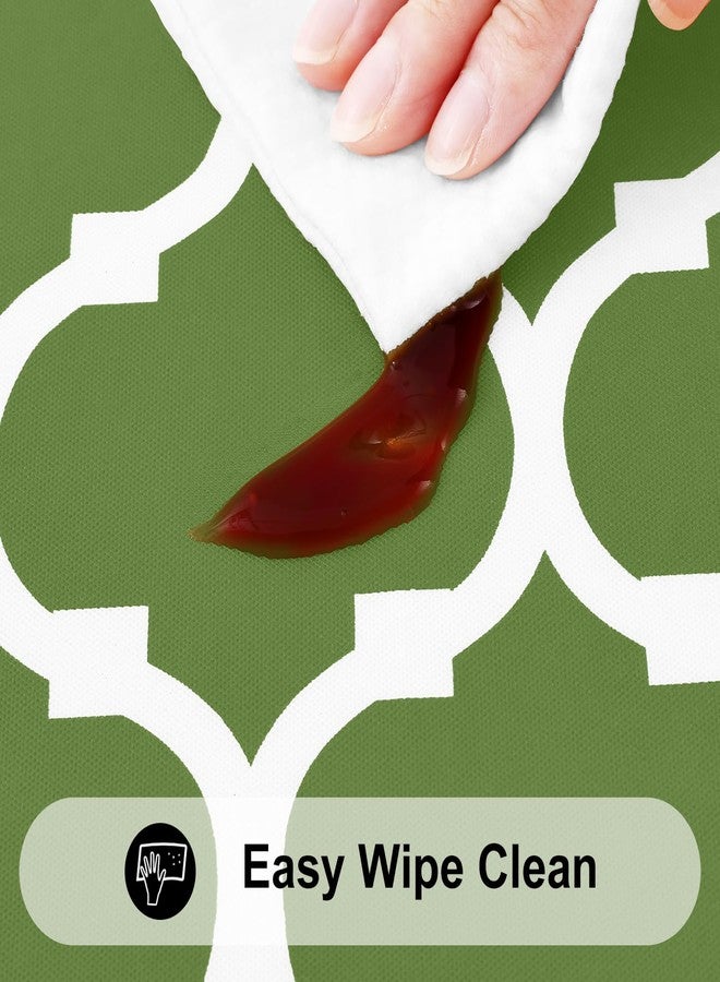 smiry مفرش طاولة سميري دائري للنزهات، أغطية طاولات مرنة مقاومة للماء تناسب الطاولات بمقاس 36-44 بوصة، مفارش طاولات من الفينيل قابلة للمسح بظهر من الفلانيل للتخييم، للاستخدام الداخلي والخارجي، باللونين الأخضر والأبيض - Image 5